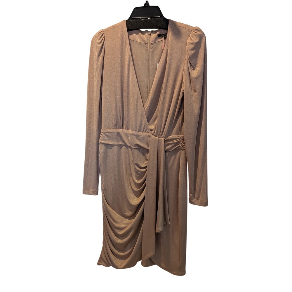 ALEX MARIE Metallic Ruched Dress Champagne Gold Size 8 New Year‎ Holidayoliday